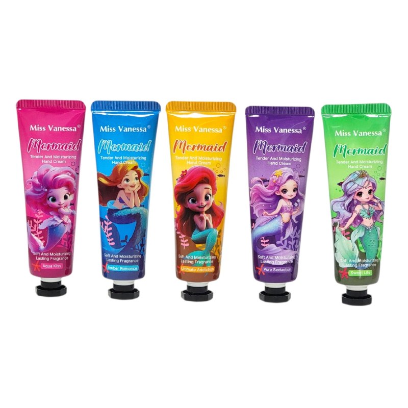 SET DE CREMA PARA MANOS HIDRATANTE Y PERFUMADA DE SIRENAS 5PCS MISS VANESSA 30GX5