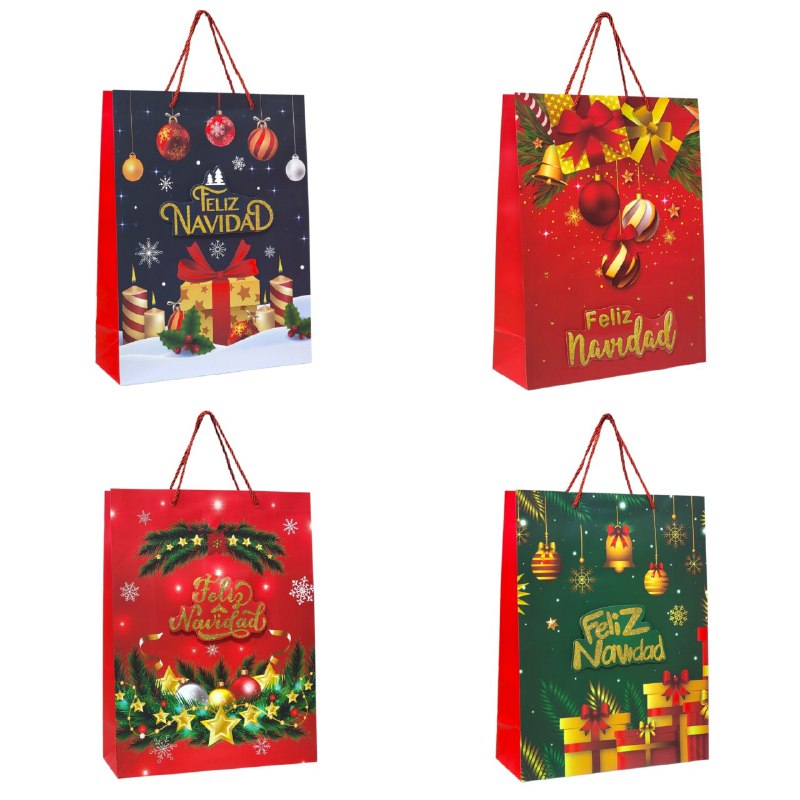 BOLSA DE REGALO NAVIDEÑA GRANDE 30X40X12CM