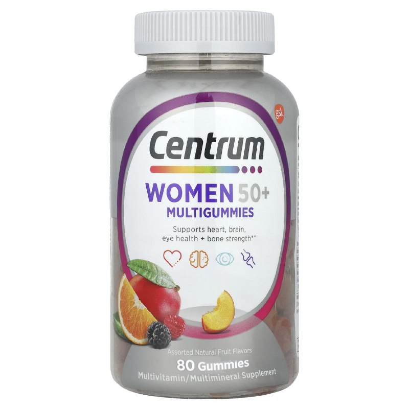 VITAMINAS EN GOMITAS PARA MUJERES DE 50+, FAVORECE LA SALUD DEL CORAZON, CEREBRO Y OJOS Y HUESOS, SABORES VARIADOS A FRUTAS CENTRUM WOMEN 80UND