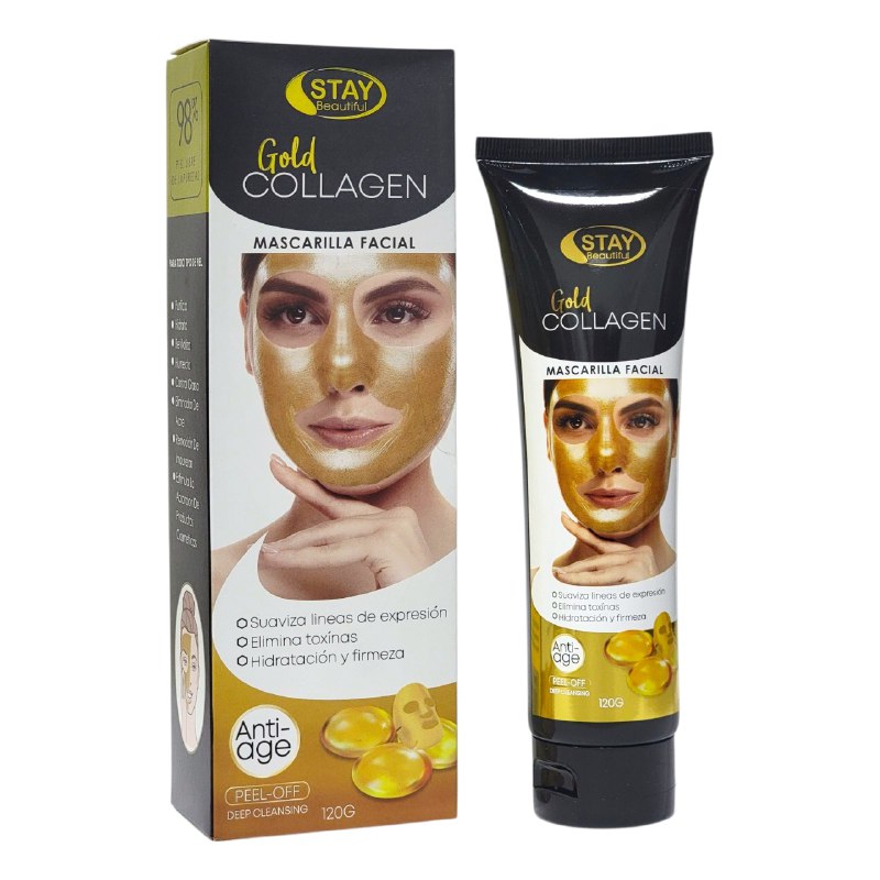 MASCARILLA FACIAL CON COLAGENO DORADO SUAVIZANTE ANTIENVEJECIMIENTO STAY BEAUTIFUL 120G