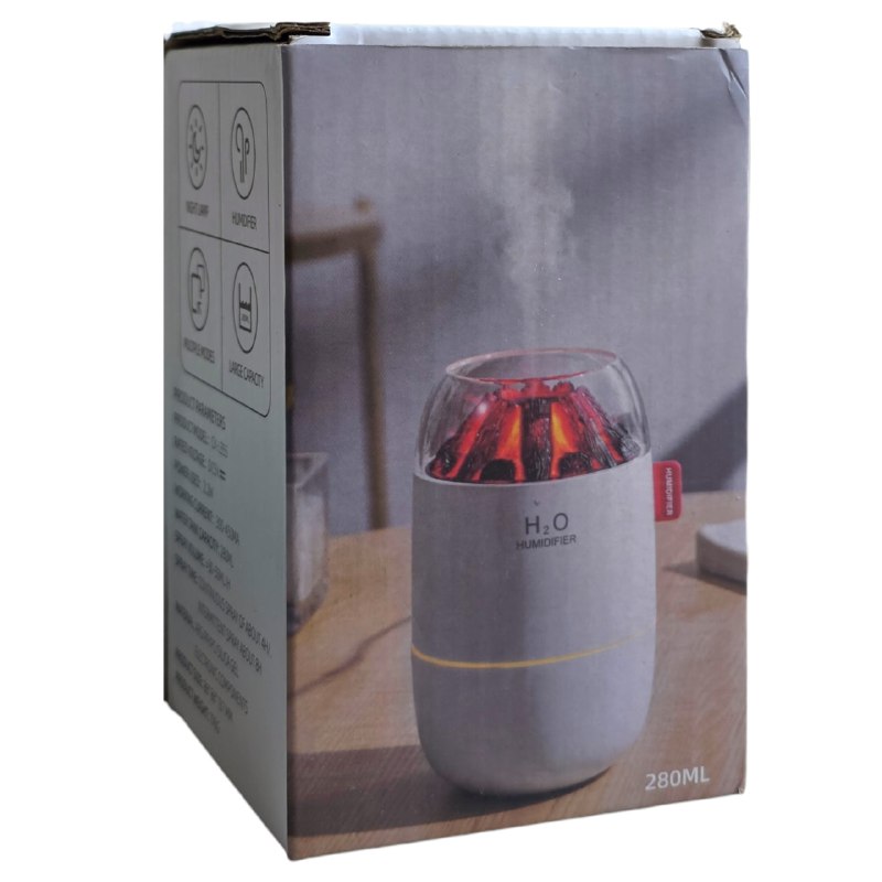 HUMIFICADOR CON LUZ CALIDA ESTILO VOLCAN, ELEGANTE FRESCO Y COMPACTO H2O 14X9CM