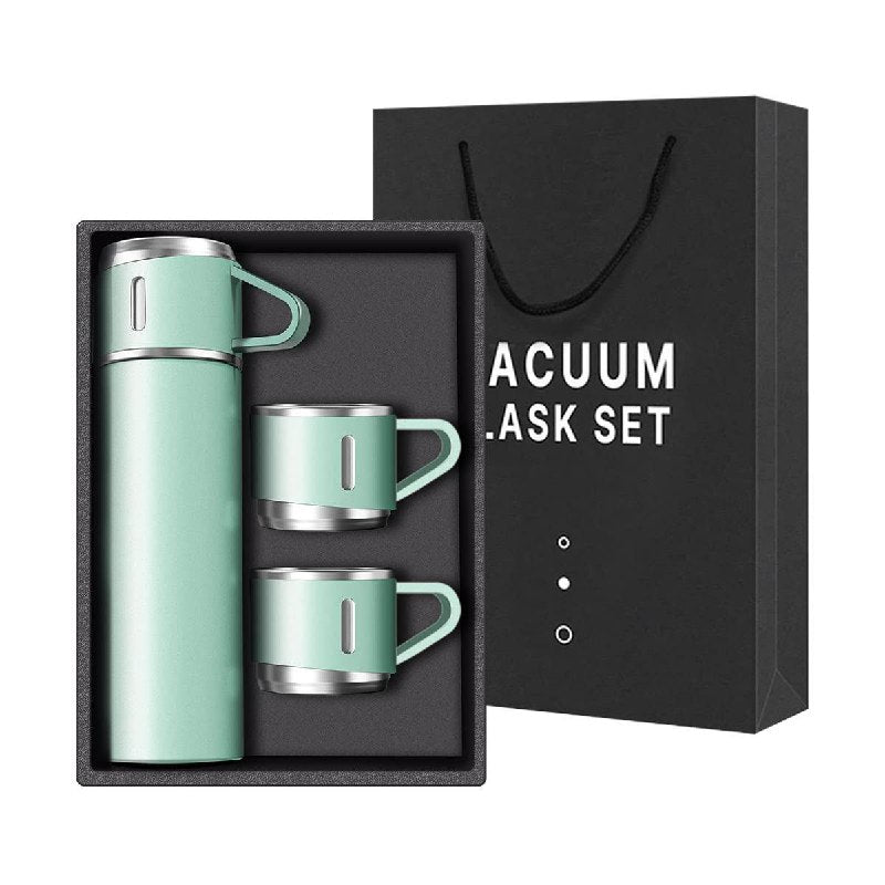 SET DE TERMO CON TAZAS DE ACERO INOXIDABLE 3 PIEZAS VACUUM FLASK 500ML