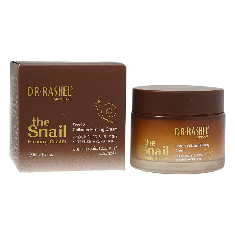 CREMA FACIAL REAFIRMANTE DE CARACOL Y COLAGENO 50G, ESTA CREMA TODO EN UNO BLANQUEA E HIDRATAADE FORMA RAPIDA, UNIFICANDO EL TONO DEJANDO SUAVE E HIDRATADA LA PIEL DR RASHEL