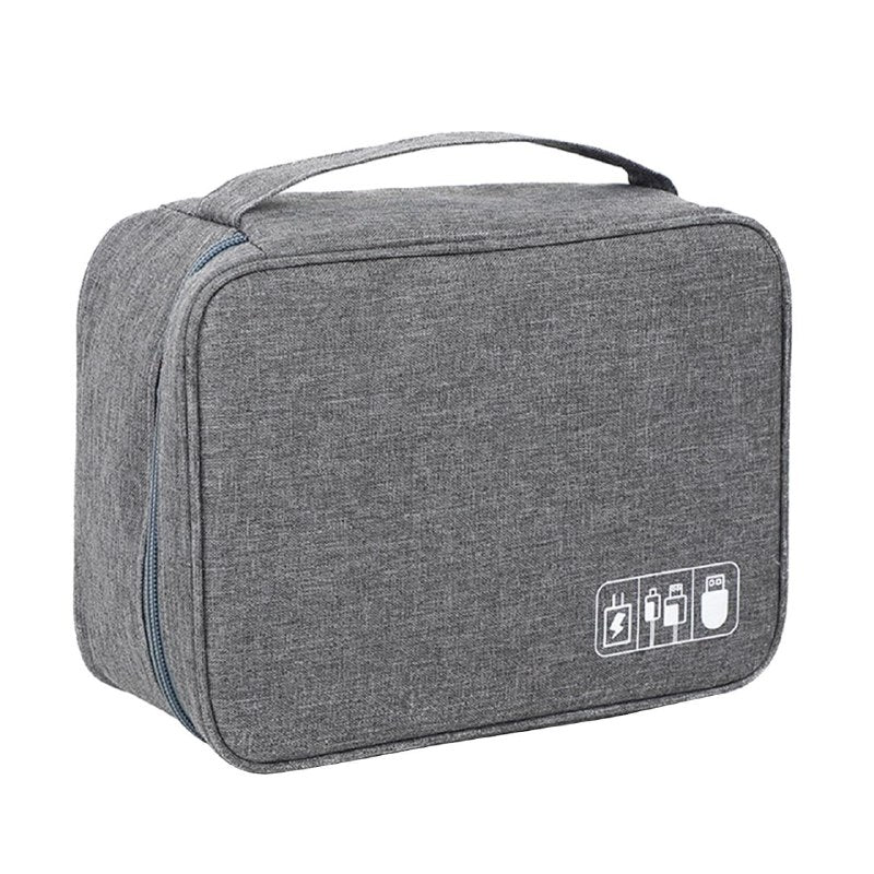 BOLSO ORGANIZADOR DE CABLE RESISTENTE AL AGUA, PARA ARTICULOS ESENCIALES DE VIAJE, PORTATIL PARA CARGADORES Y CBALES 4 COLORES 24X8CM