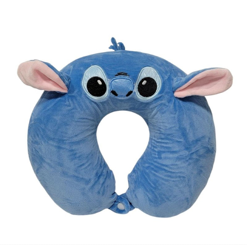COLLARIN FOAM ALMOHADA PARA CUELLO EN FORMA DE U DE ESPUMA VISCOELASTICA CON FUNDA DE FELPA EXTRAIBLE Y LAVABLE, Y CIERRE DE CUELLO, PARA VIAJES O DORMIR DISEÑO LILO Y STITCH 10X30X28CM