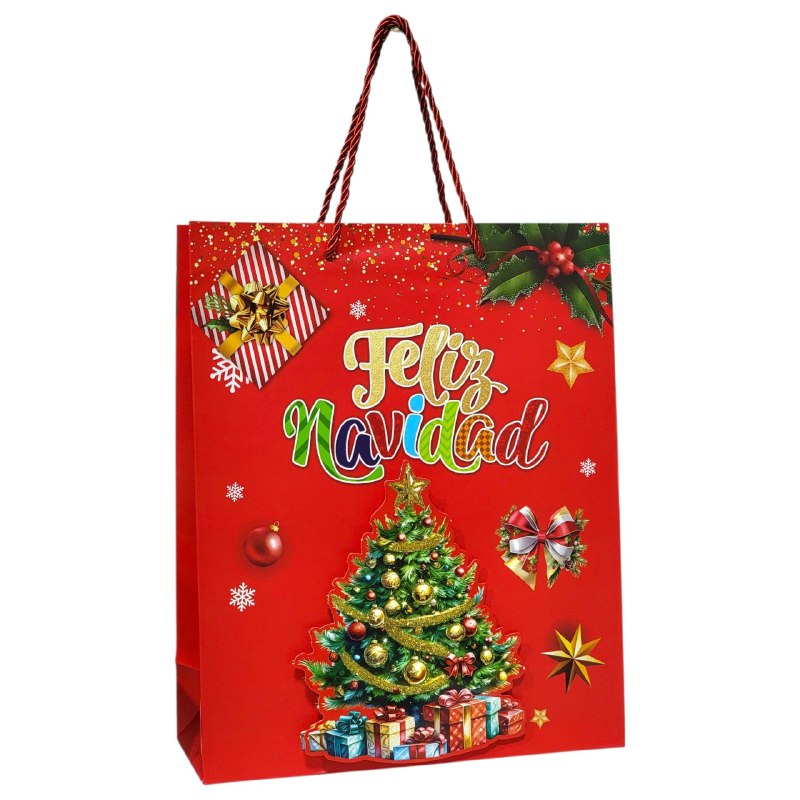 BOLSA DE REGALO NAVIDEÑA MEDIANA 32X26X10CM