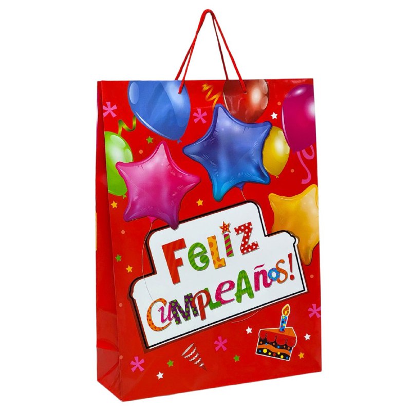 BOLSA DE REGALO FELIZ CUMPLEAÑOS GRANDE 32X11X44CM