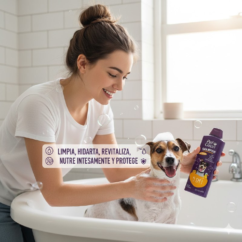 SHAMPOO Y ACONDICIONADOR PARA PERROS O Y GATOS 5 EN 1 PH NEUTRO PET CLEAN 700ML