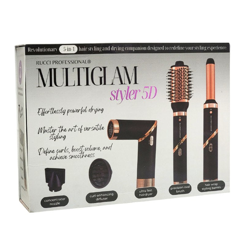 CEPILLO SECADOR DE CABELLO EN SET DE 5 PIEZAS INTERCAMBIABLES SECADO RAPIDO RUCCI