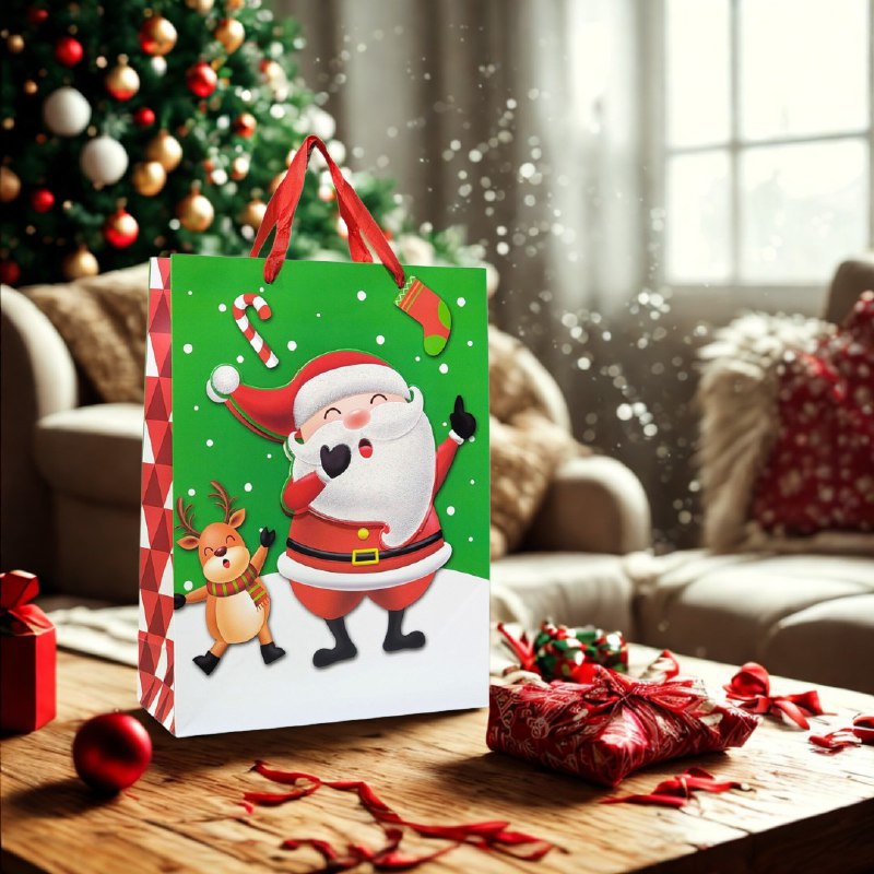 BOLSA DE REGALO NAVIDEÑA MEDIANA 26X32X10CM