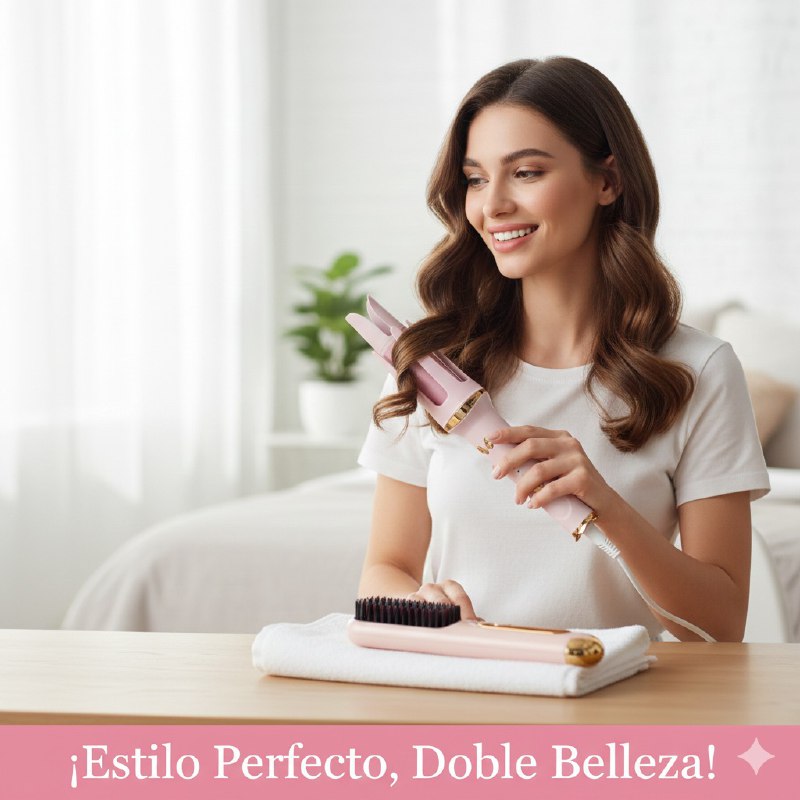 RIIZADORA ENCOLOCHADORA AUTOMATICA EN SET CON PEINE ALISADOR INALAMBRICO WIRELESS