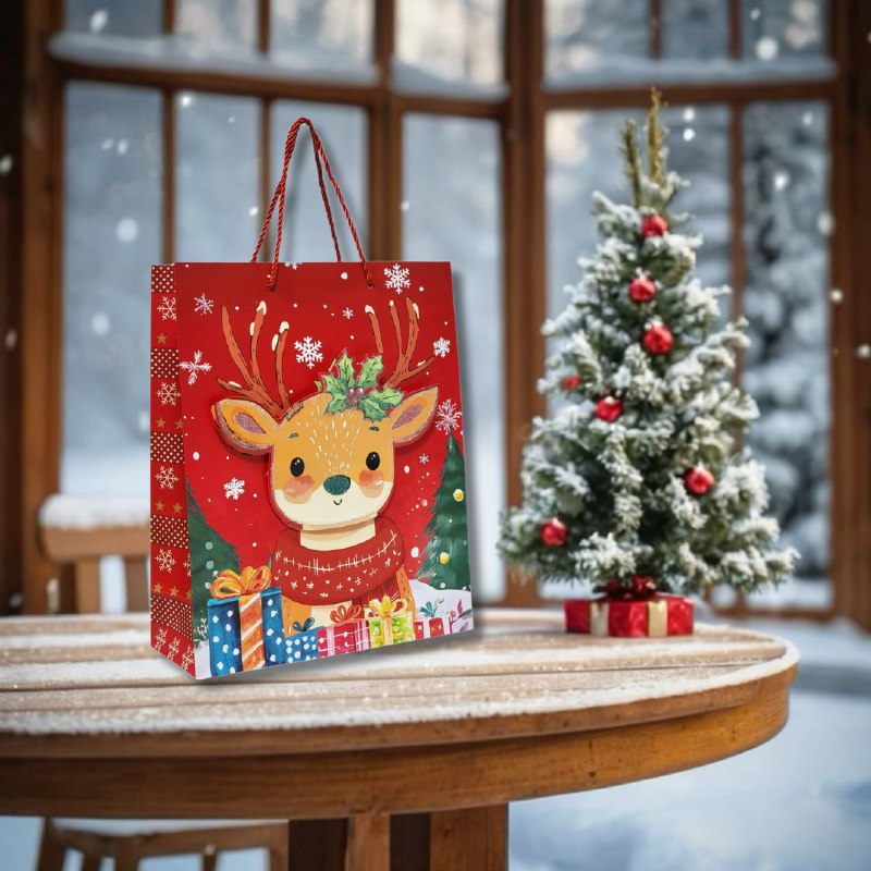 BOLSA DE REGALO NAVIDEÑA MEDIANA 26X32X10CM