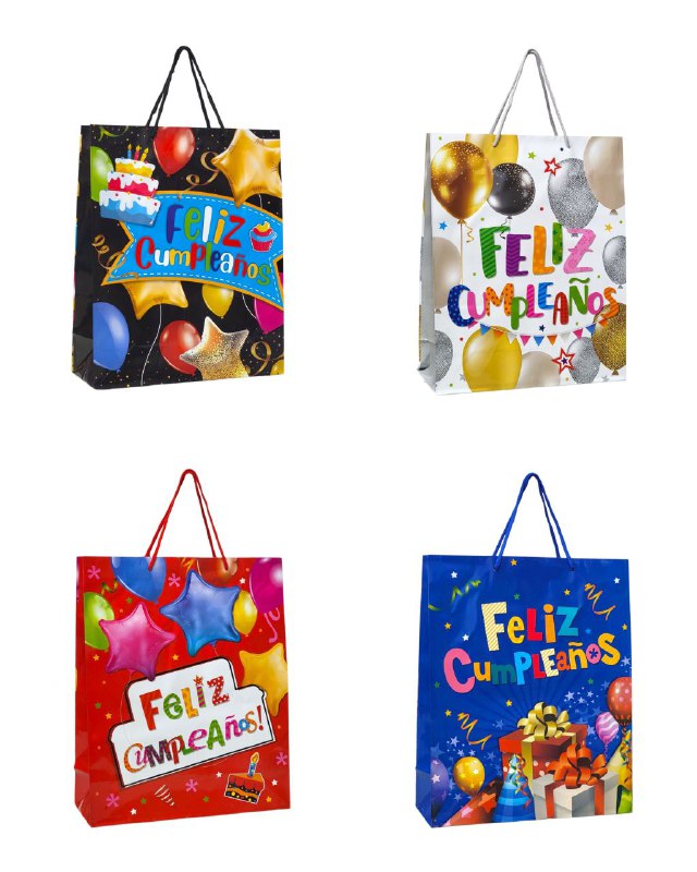 BOLSA DE REGALO FELIZ CUMPLEAÑOS MEDIANA 26X32X10CM