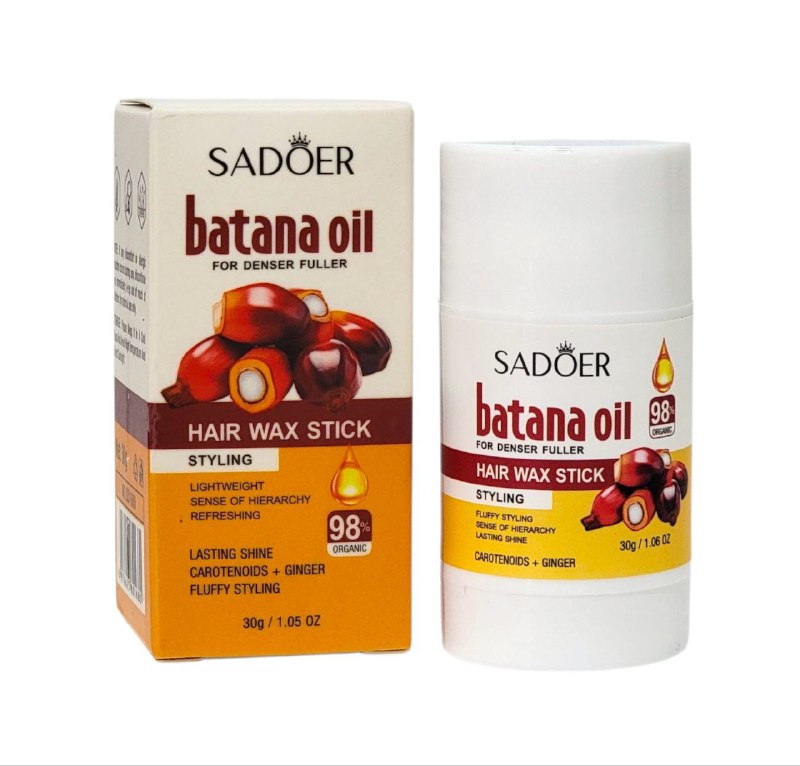 CERA PARA EL CABELLO EN BARRA CON ACEITE DE BATANA, PARA UN CABELLO MAS DENSO Y VOLUMINOSO, FIJA EL CABELLO DURADERO DEJANDOLO SUAVE Y BRILLANTE SADOER 30G