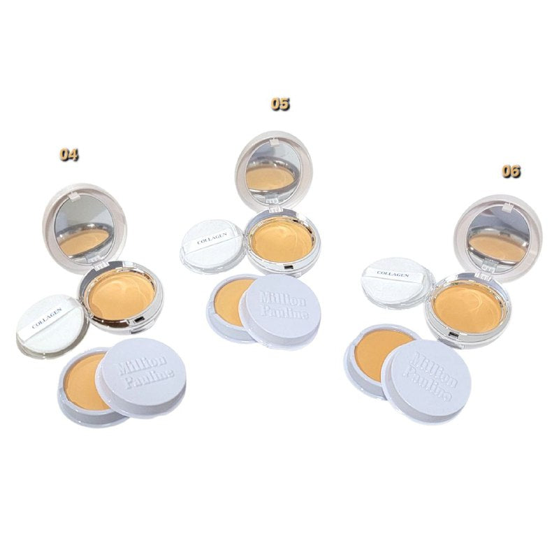 POLVOS DE MAQUILLAJE 3 EN 1 DE COLAGENO, MANTIENE EL CONFORT DE LA PIEL, EXCELENTE ABSORCION DE GRASA, ACABADO TRANSPARENTE SPF 25PA MILLION PAULINE COLLAGEN 13+13G
