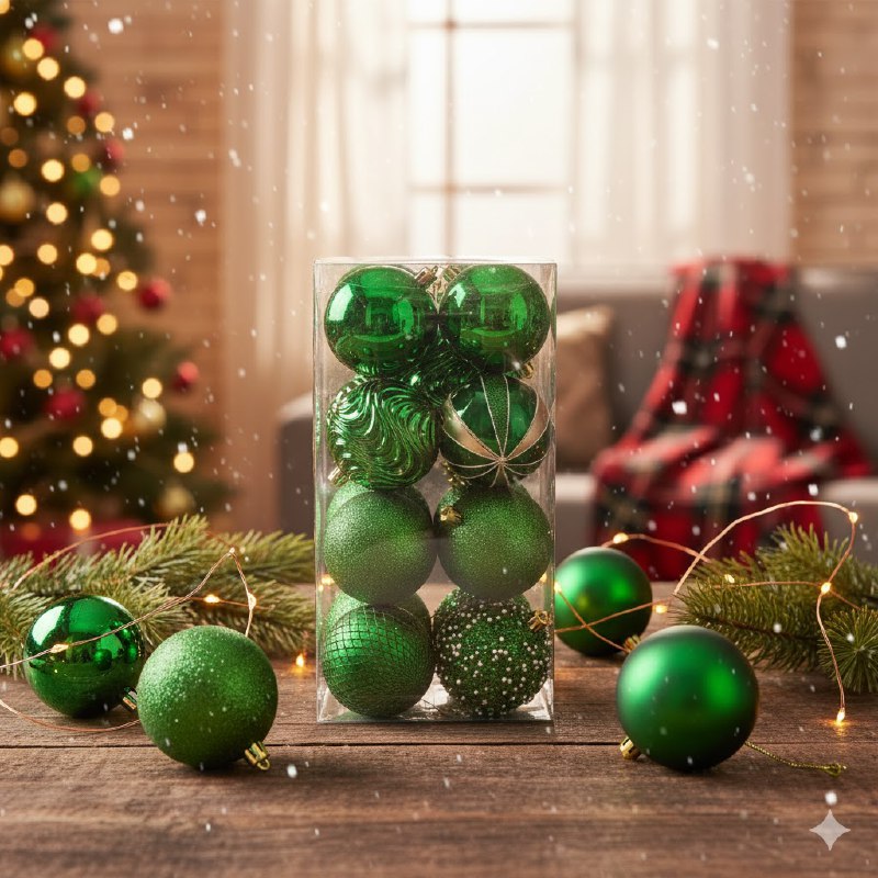 DECORACION ADORNO NAVIDEÑO PAQUETE DE 16 BOLAS DECORATIVAS 8CM 49x49x65, IDEALES PARA DARLE UN TOQUE UNICO A TU ARBOL DE NAVIDAD