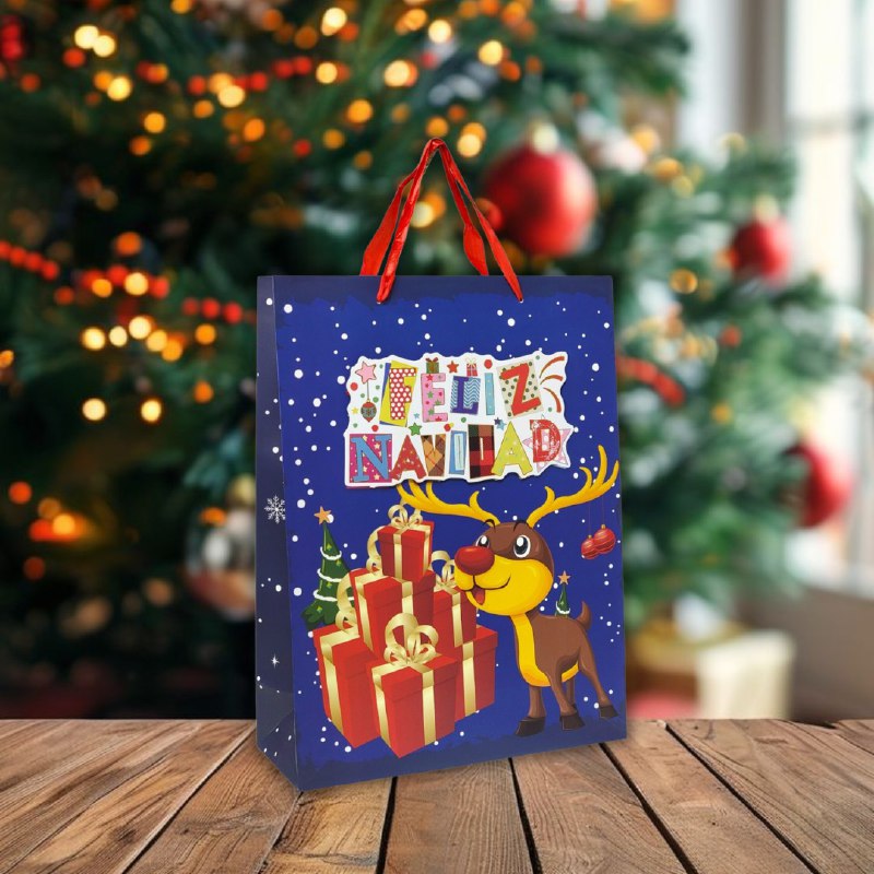 BOLSA DE REGALO NAVIDEÑA GRANDE 30X40X12CM
