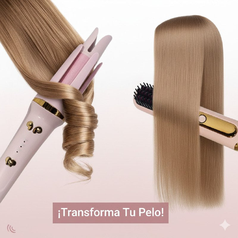 RIIZADORA ENCOLOCHADORA AUTOMATICA EN SET CON PEINE ALISADOR INALAMBRICO WIRELESS