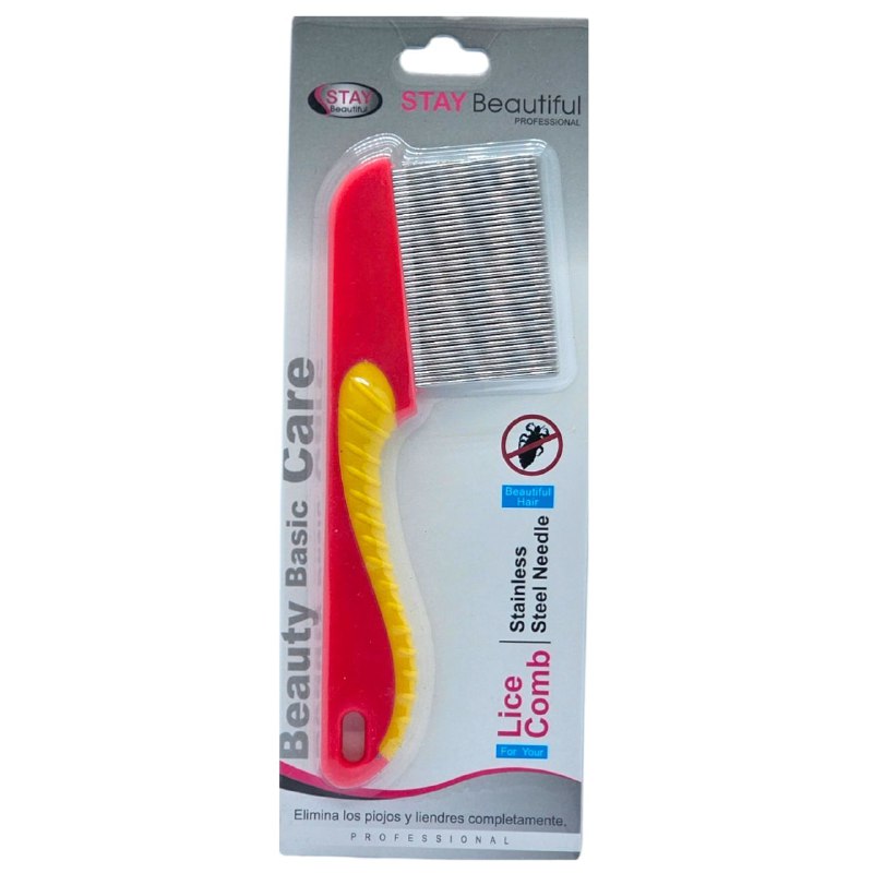 CEPILLO PEINE PARA ELIMINAR PIOJOS, PEINE DE DIENTES FINOS DE ACERO INOXIDABLE LARGOS STAY BEAUTIFUL