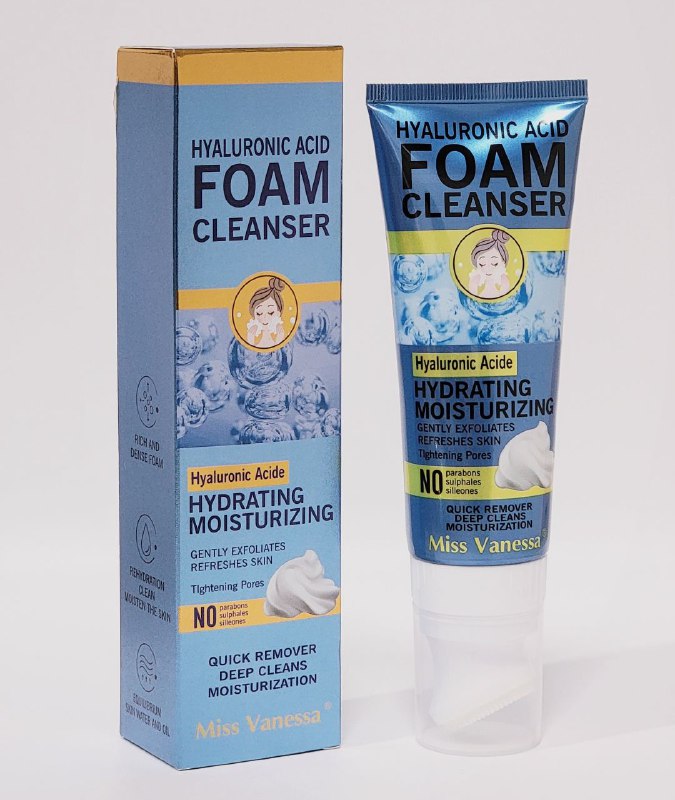 LIMPIADOR FACIAL EN ESPUMA DE ACIDO HIALURONICO EFICAZ CON ESENCIA DE ARROZ, HIDRATA Y SUAVIZA LA PIEL, REPONE LA HUMEDAD Y NUTRIENTES, ELIMINA EXCESO DE GRASA Y DEJA LA PIEL TERSA, ELASTICA Y SUAVE MISS VANESSA 120G