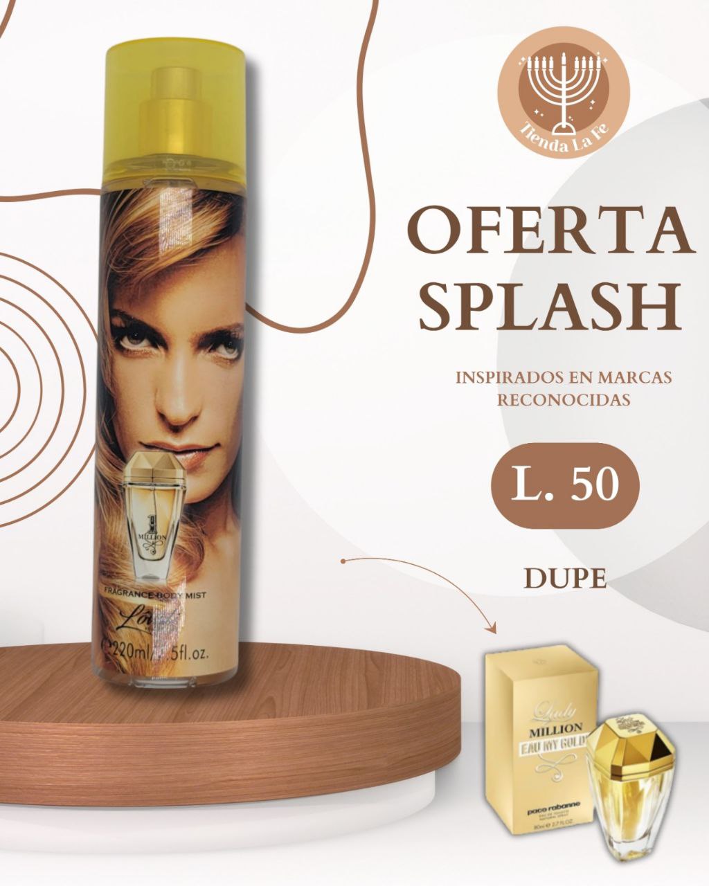 SPLASH LOVALI 1 MILLION WOMEN 220ML (M) (DUPE PACO RABANNE LADY MILLION)