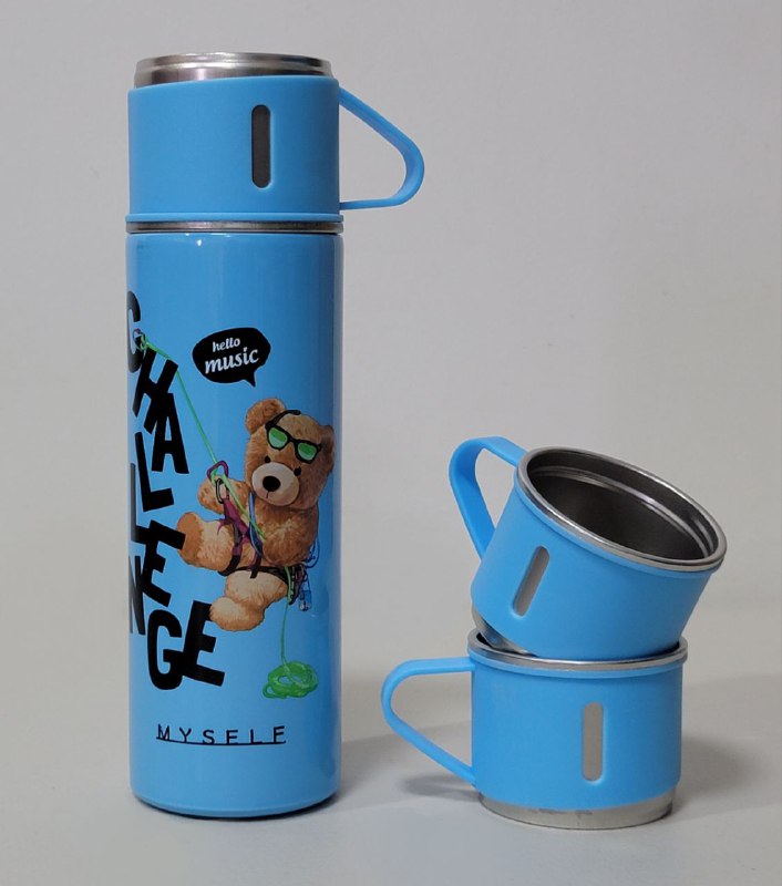 SET DE TERMO CON TAZAS DE ACERO INOXIDABLE 3 PIEZAS VACUUM FLASK 500ML