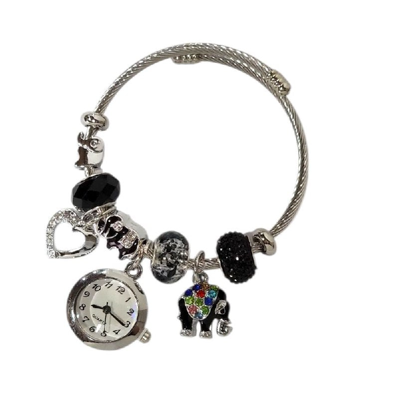 RELOJ ECONOMICO ESTILO PANDORA PARA DAMA DE ACERO CON BAÑO DE ENCHAPE