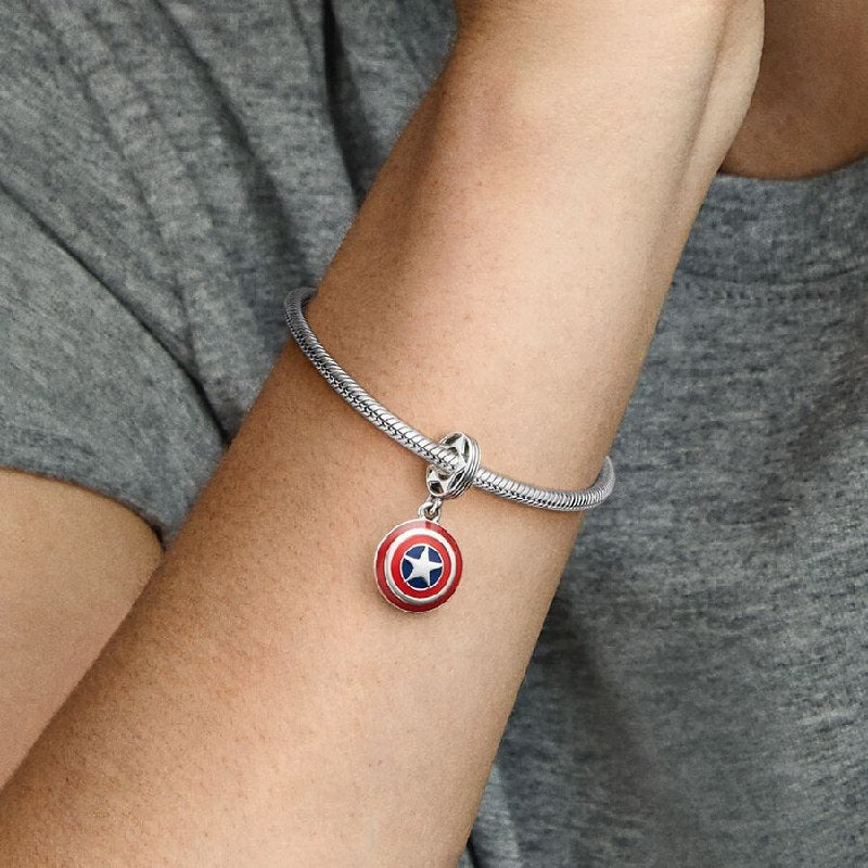 PCHARM2860 FORMA ESCUDO DE CAPITAN AMERICA PANDORA PLATA 9.25