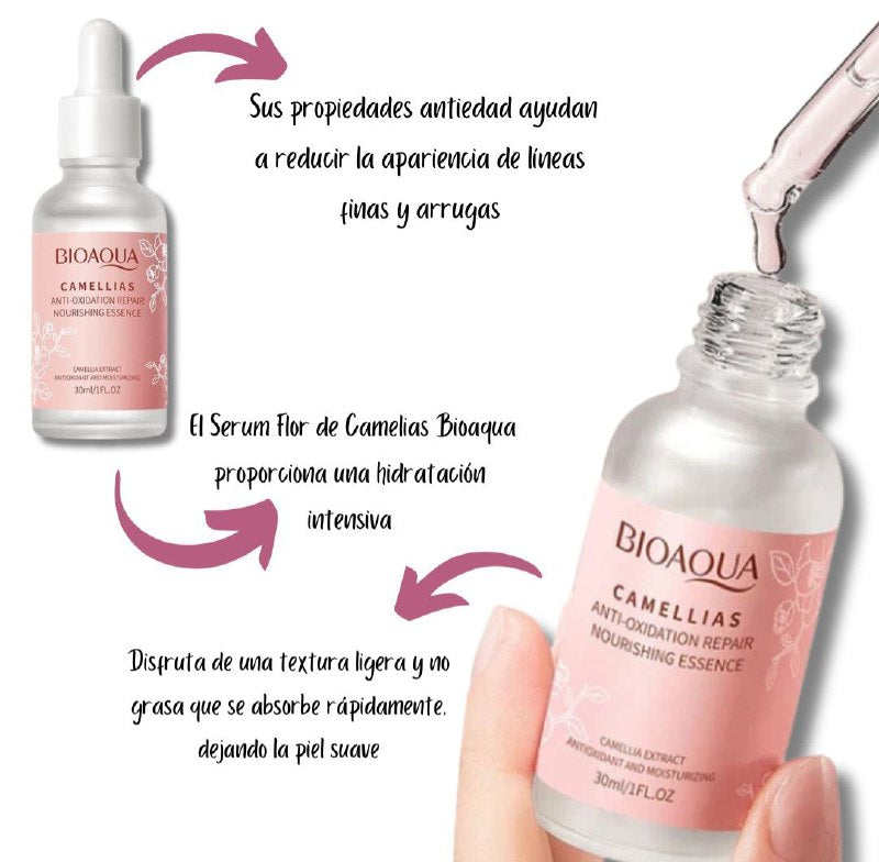 SUERO FACIAL DE ESENCIA DE CAMELIA, NUTRITIVA, ANTIOXIDANTE Y FACIL DE ABSORBER, HIDRATA Y PROTEGE LA PIEL BIOAQUA 30ML
