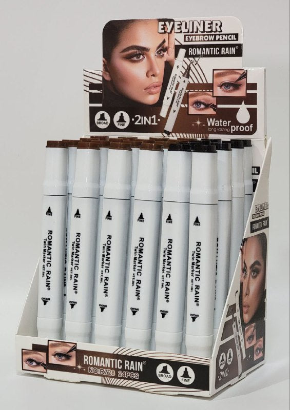 LAPIZ DELINEADOR PARA CEJAS Y OJOS 2 EN 1 IMPERMEABLE ROMANTIC RAIN