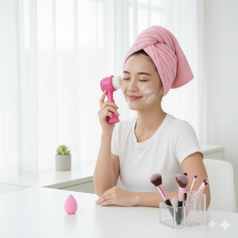 KIT DE CUIDADO PERSONAL, ESPONJA MAQUILLAJE, TOALLA PELO Y CEPILLO FACIAL SWEET BEAUTY