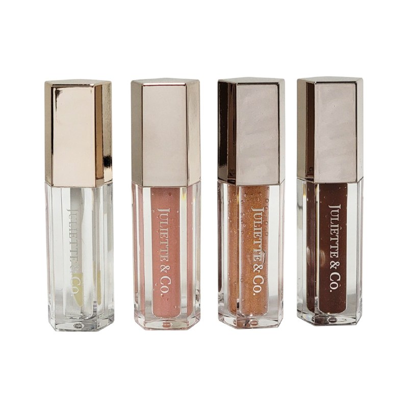 BRILLO LABIAL EN SET DE 4 PIEZAS DUPE DE FENTY BEAUTY, DEJA LOS LABIOS SUAVES TODO EL DIA JULIETTE & CO 4MLX4