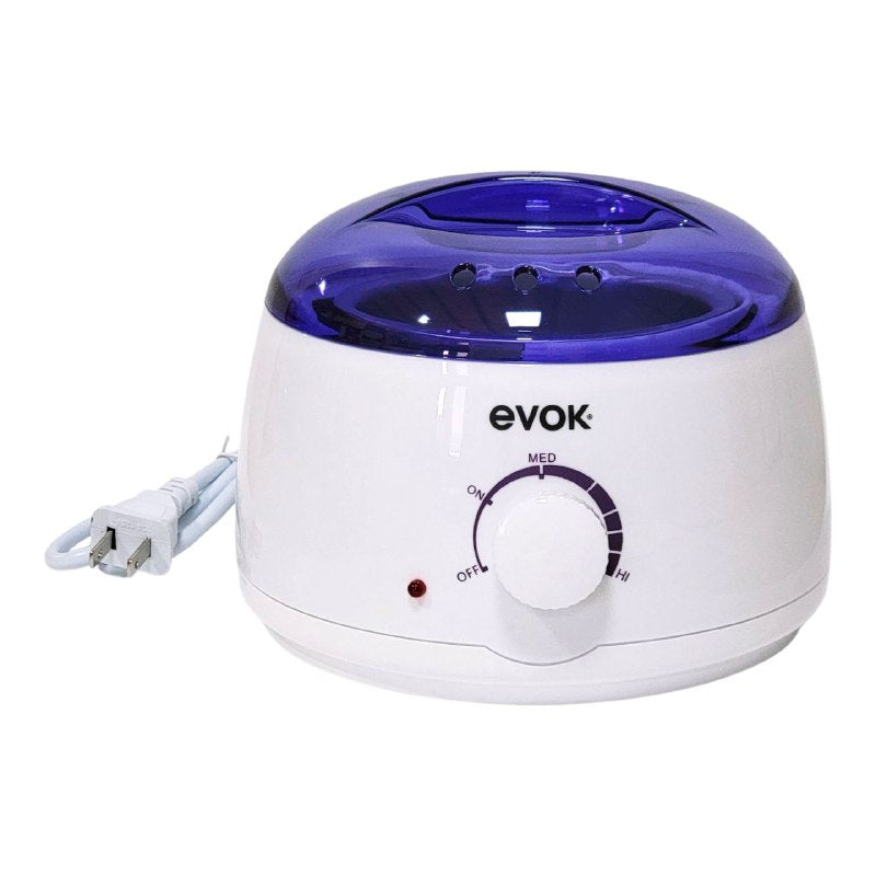 MAQUINA OLLA CALENTADORA DE CERA PARA DEPILAR, TEMPERATURA AJUSTABLE, 100W, CUBIERTA TRANSPARENTE, ASA INCORPORADA 18Z CAPACIDAD EVOK