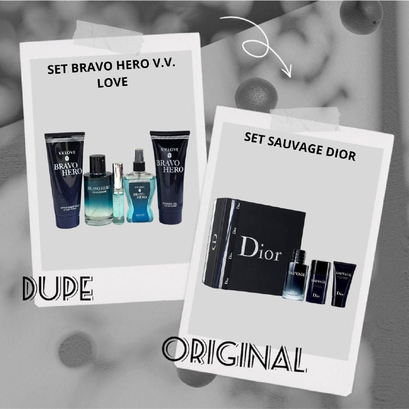 SET VV LOVE BRAVO HERO EDP 100ML, EDP 10ML, BODY LOTION 150ML, SHOWER GEL 150ML, SPLASH 100ML (H)