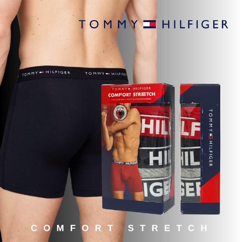 ROPA INTERIOR PARA CABALLERO TOMMY HILFIGER COMFORT STRETCH BOXER BRIEF 4 UNIDADES TALLA MEDIUM 32-34 (M)