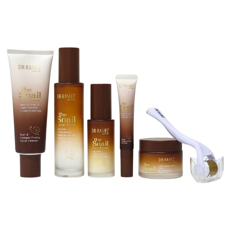 SET DE CUIDADO FACIAL DE 6 PIEZAS, DE CARACOL Y COLAGENO EFECTO REAFIRMANTE, REPARADOR Y HIDRATANTE DR RASHEL