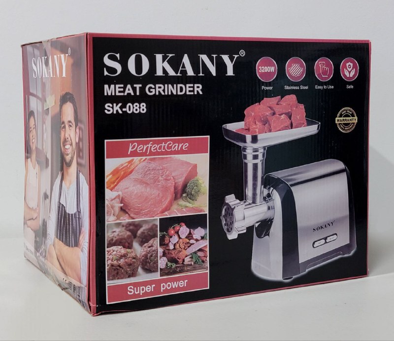 MAQUINA PICADORA DE CARNE 3200W, ACERO INOXIDABLE SK-088 SOKANY