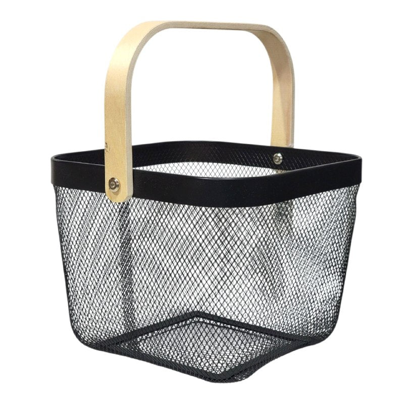 CANASTA ORGANIZADORA DE ALMACENAMIENTO MULTIUSOS CON ASA DE MADERA NATURAL, DISEÑADA PARA ORGANIZAR Y DECORAR CUALQUIER ESPACIO DEL HOGAR 4 COLORES