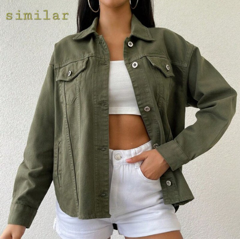 CHAQUETA PARA DAMA COLOR VERDE MILITAR