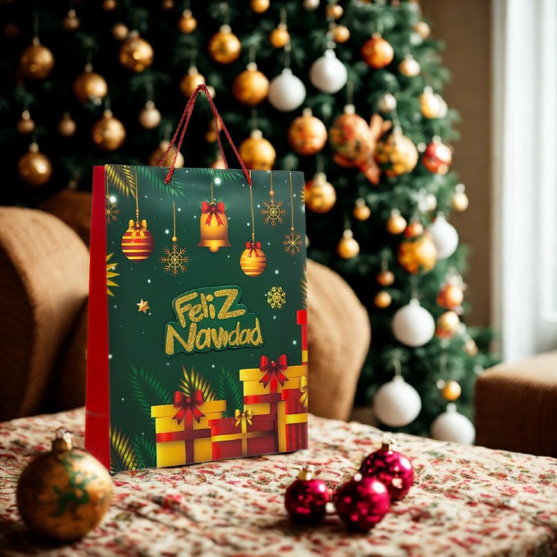 BOLSA DE REGALO NAVIDEÑA GRANDE 30X40X12CM