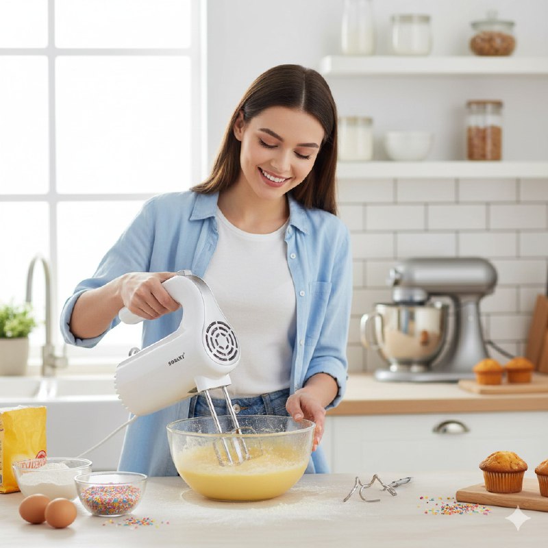 MAQUINA BATIDORA DE MANO, 500W DE POTENCIA, 5 VELOCIDADES AJUSTABLESM FACIL DE USAR SOKANY SK-02025