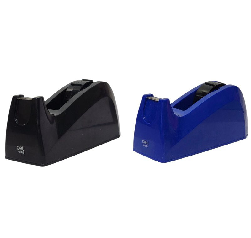 TAPERA DISPENSADOR DE CINTA DE OFICINA, BASE PESADA Y ANTIDESLIZANTE, ACEPTA TAMAÑO 1/2 Y 3/4, DELI TAPE 2 COLORES