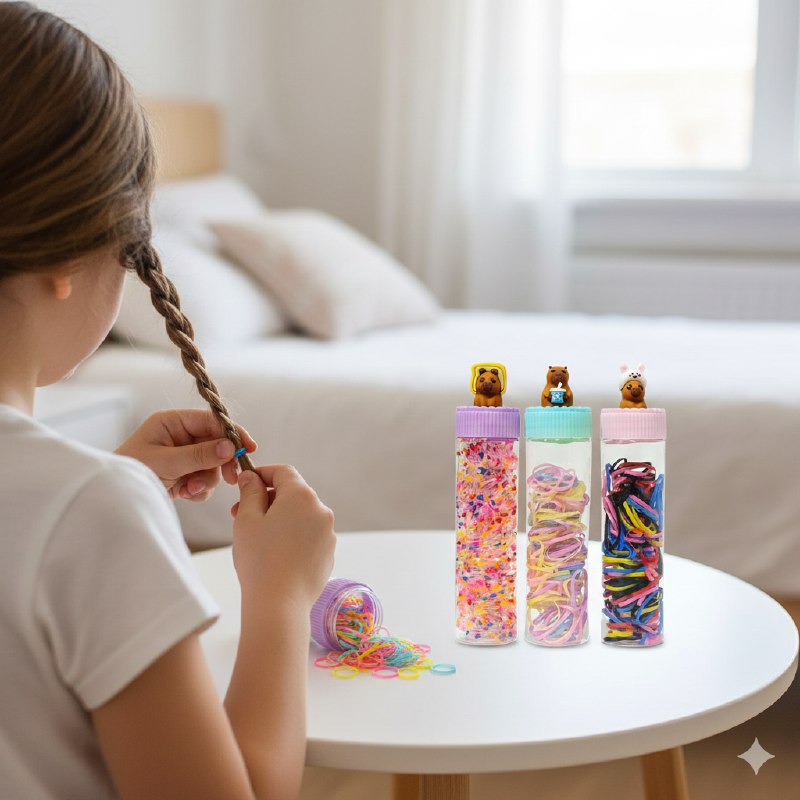 COLA, LIGAS HULES PARA EL CABELLO EN BOTECITO, PAQUETE DE 12 BOTES PARA EL DIA A DIA Y PARA TODO TIPO DE CABELLO