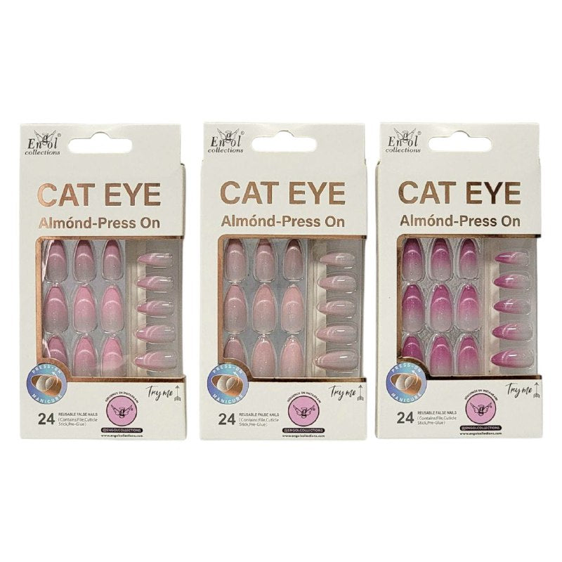 UÑAS PRESS ON, POSTIZAS REUTILIZABLES EN SET DE 24 UÑAS, LIMA, PAILLO PARA CUTICULA Y PEGAMENTO ENGOL COLLECTIONS