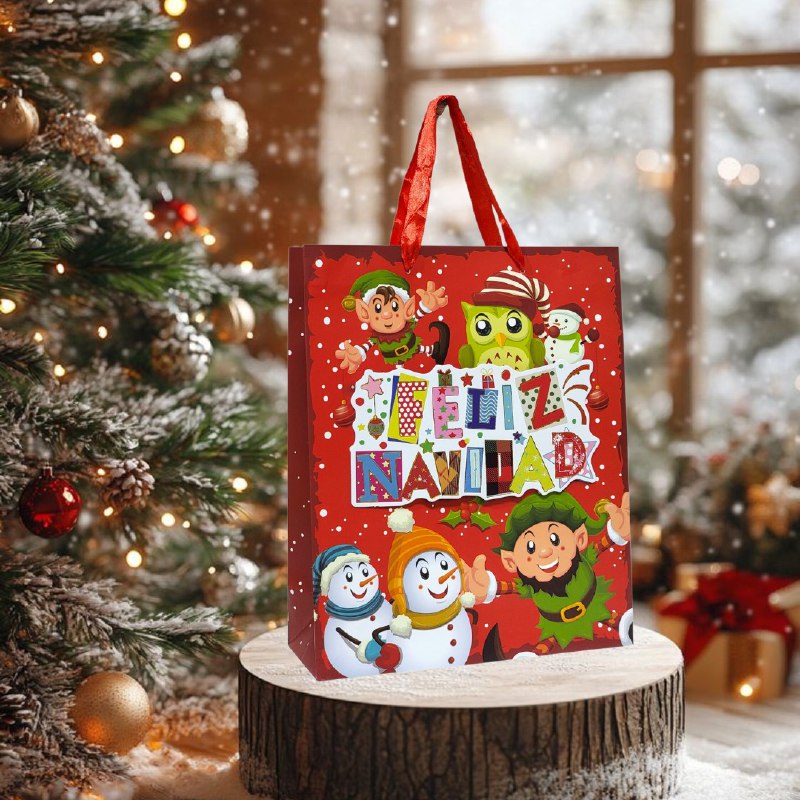 BOLSA DE REGALO NAVIDEÑA MEDIANA 26X32X10CM