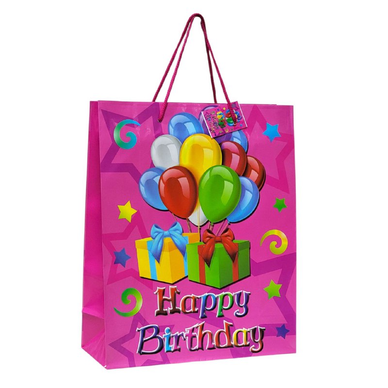 BOLSA DE REGALO DE FELIZ CUMPLEAÑOS HAPPY BIRTHDAY MEDIANA 26X32X10CM