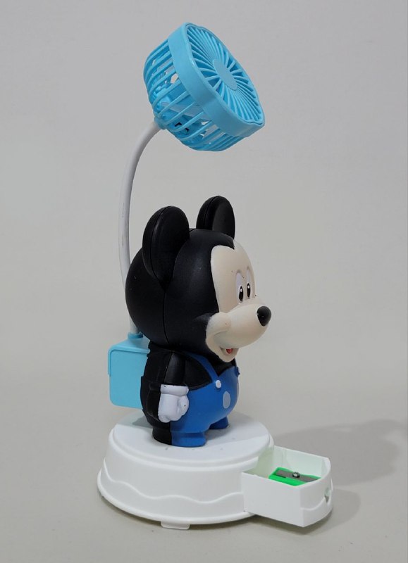 VENTILADOR DE MESA RECARGABLE DE MICKEY MOUSE CON SACAPUNTAS TABLE FAN