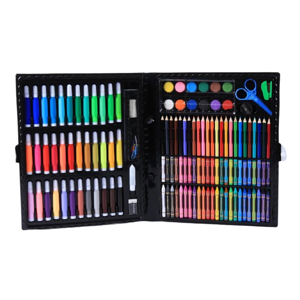 ESTUCHE DE ARTE Y DIBUJO CREATIVO 150 PIEZAS COLOR NEGRO