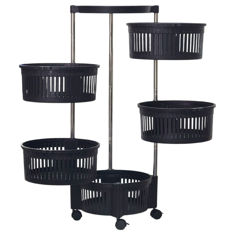ESTANTE ORGANIZADOR DE ALMACENAMIENTO, CARRITO CON LLANTAS DE BLOQUEO, GIRATORIO DESMONTABLE, AHORRA ESPACIO EN COCINA, 5 NIVELES PARA FRUTAS O VERDURAS
