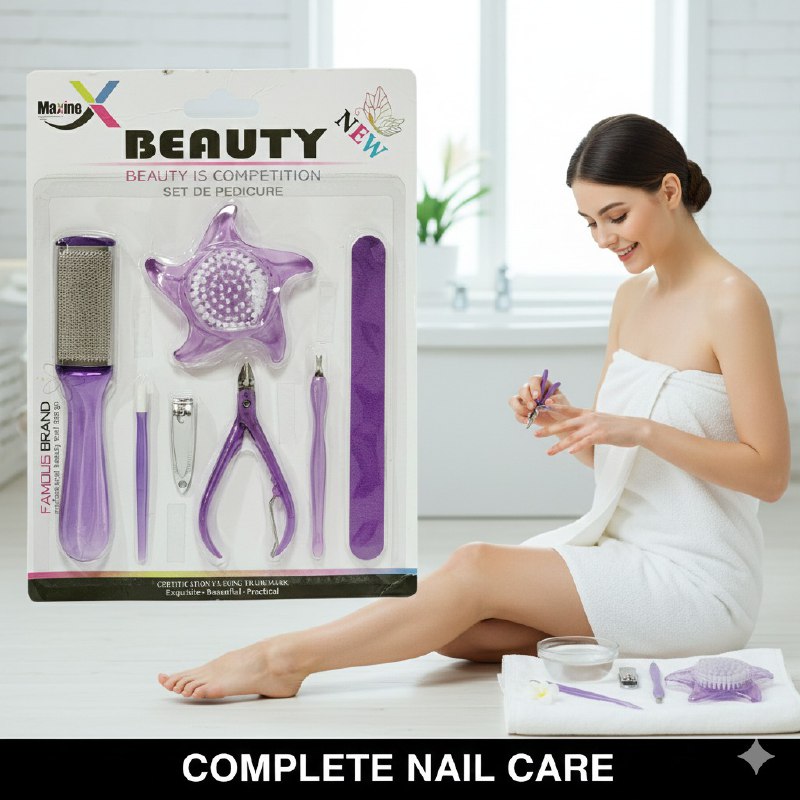 SET DE PEDICURA DE 7 PIEZAS QUE ELIMINAN CALLOS, ALISAN LA PIEL Y MANTIENEN TUS UÑAS IMPECABLES MAXINE BEAUTY, 2 COLORES